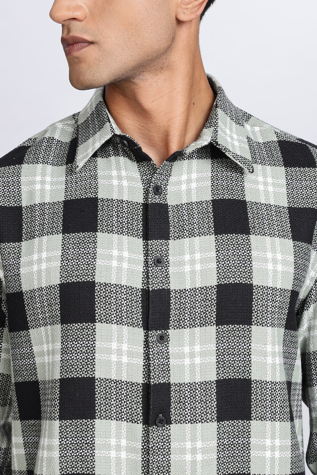 Plaid Green : Textured Fabric Shirt