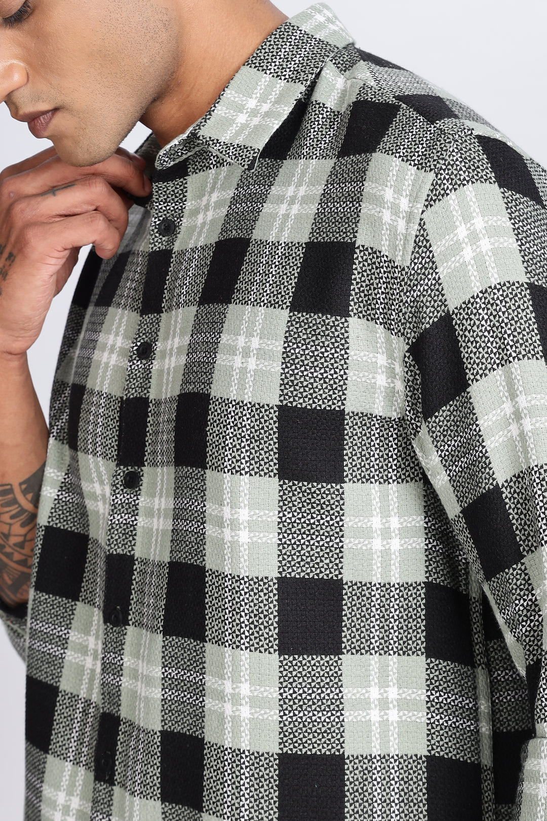 Plaid Green : Textured Fabric Shirt