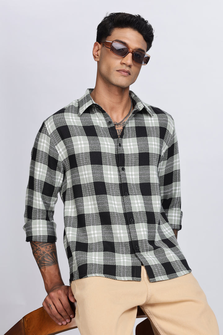 Plaid Green : Textured Fabric Shirt