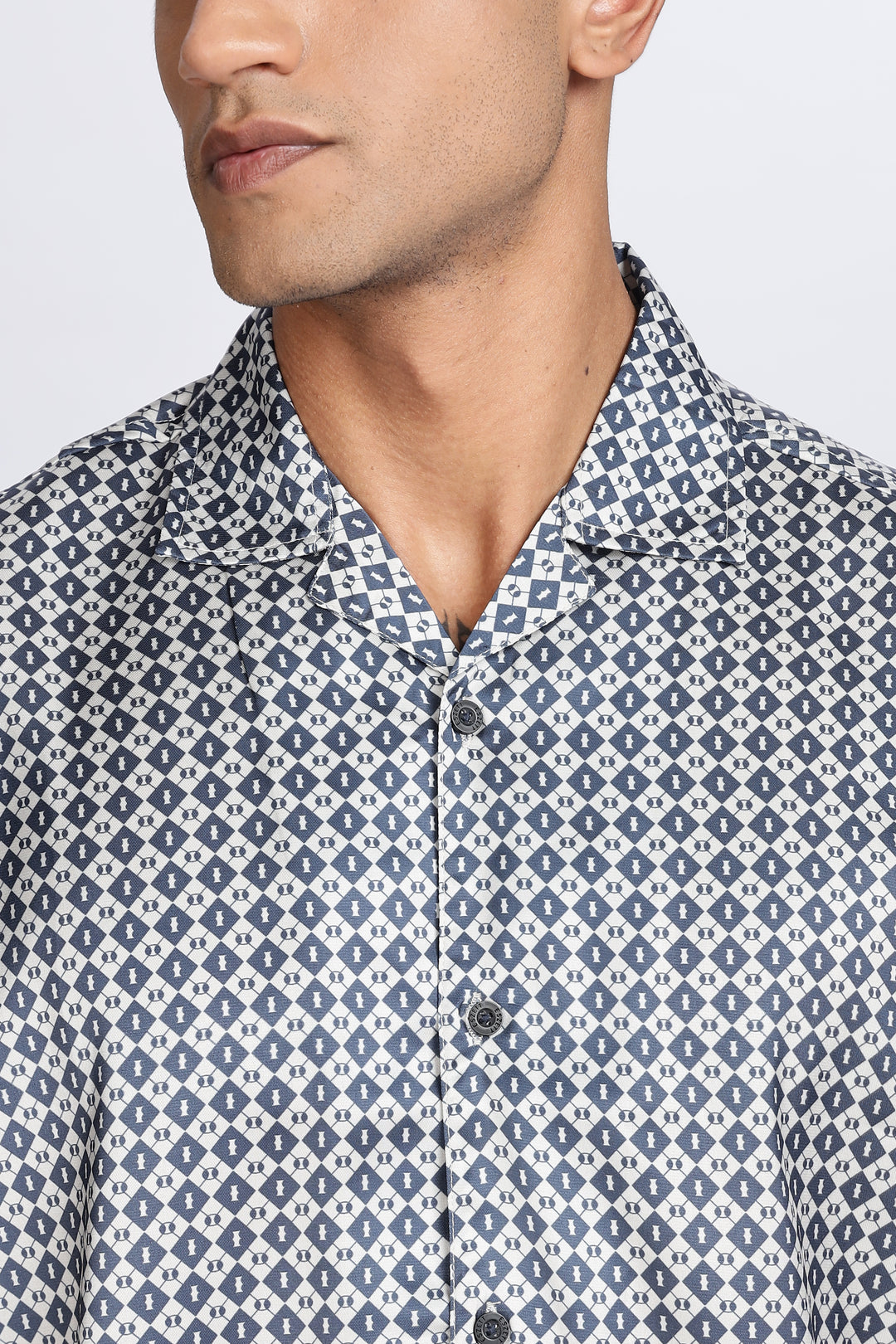 Pattern Print Cuban Satin Shirt