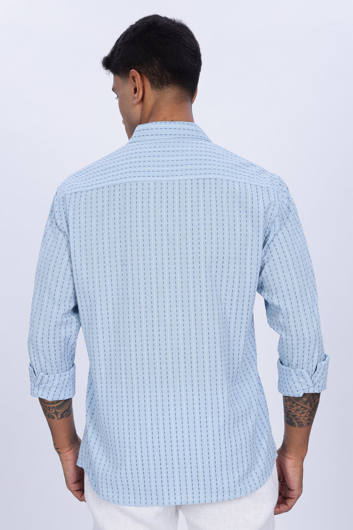 Self Striped Blue Shirt