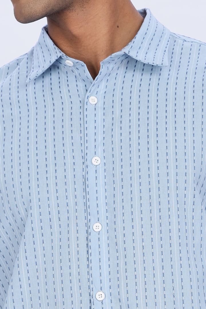 Self Striped Blue Shirt