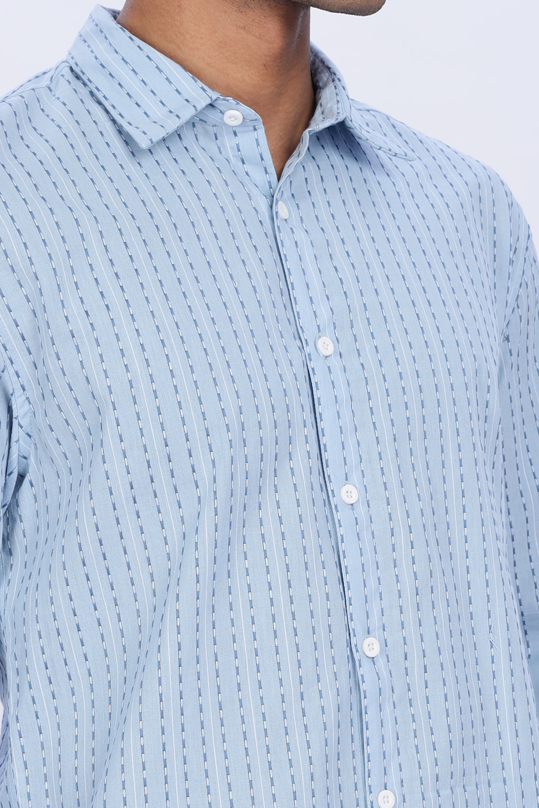 Self Striped Blue Shirt