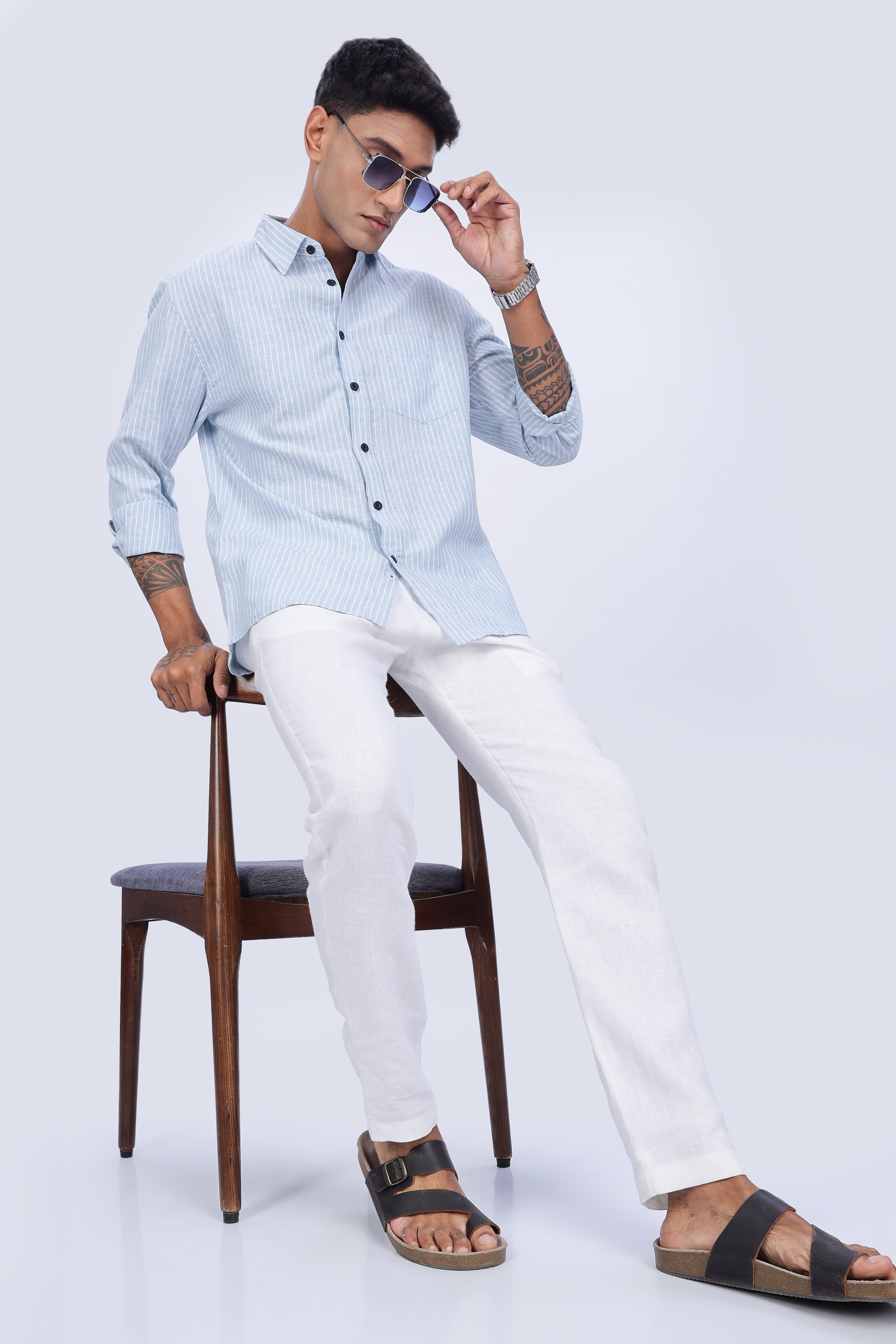 Linen: Blue Stripes Shirt – Eszett