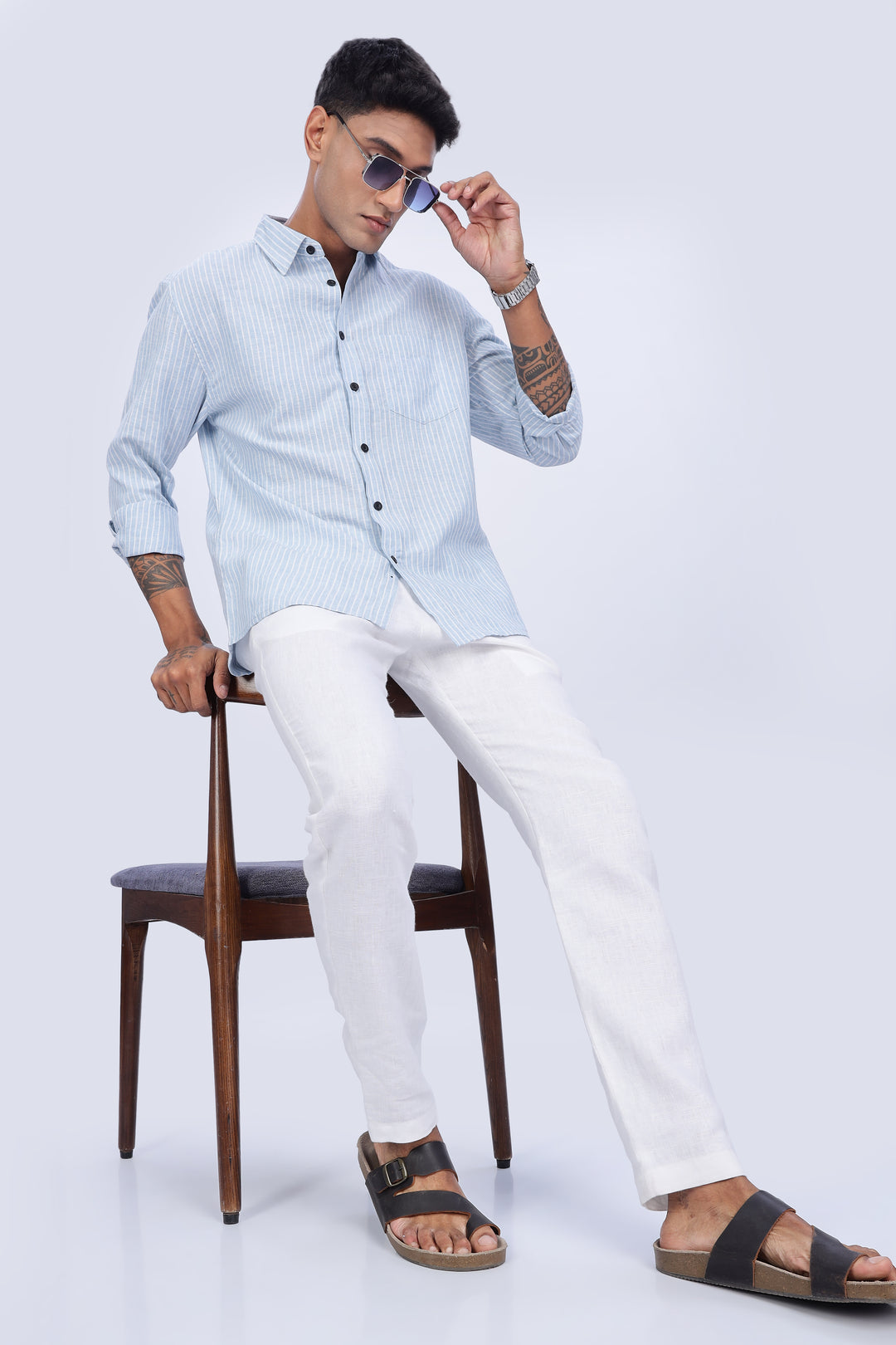 Linen: Blue Stripes Shirt