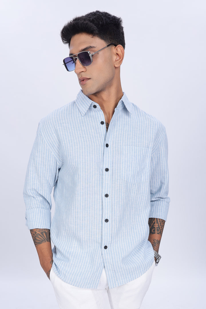 Linen: Blue Stripes Shirt