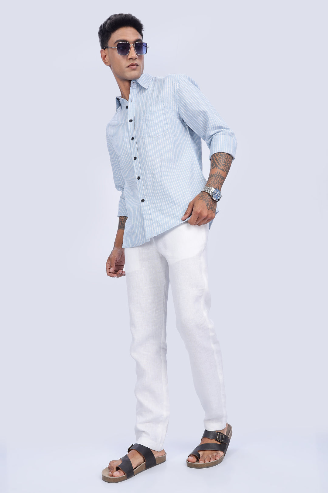 Linen: Blue Stripes Shirt