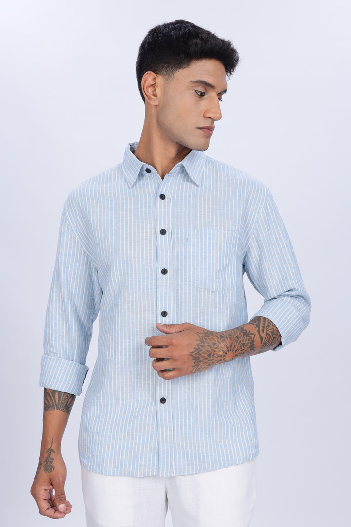 Linen: Blue Stripes Shirt