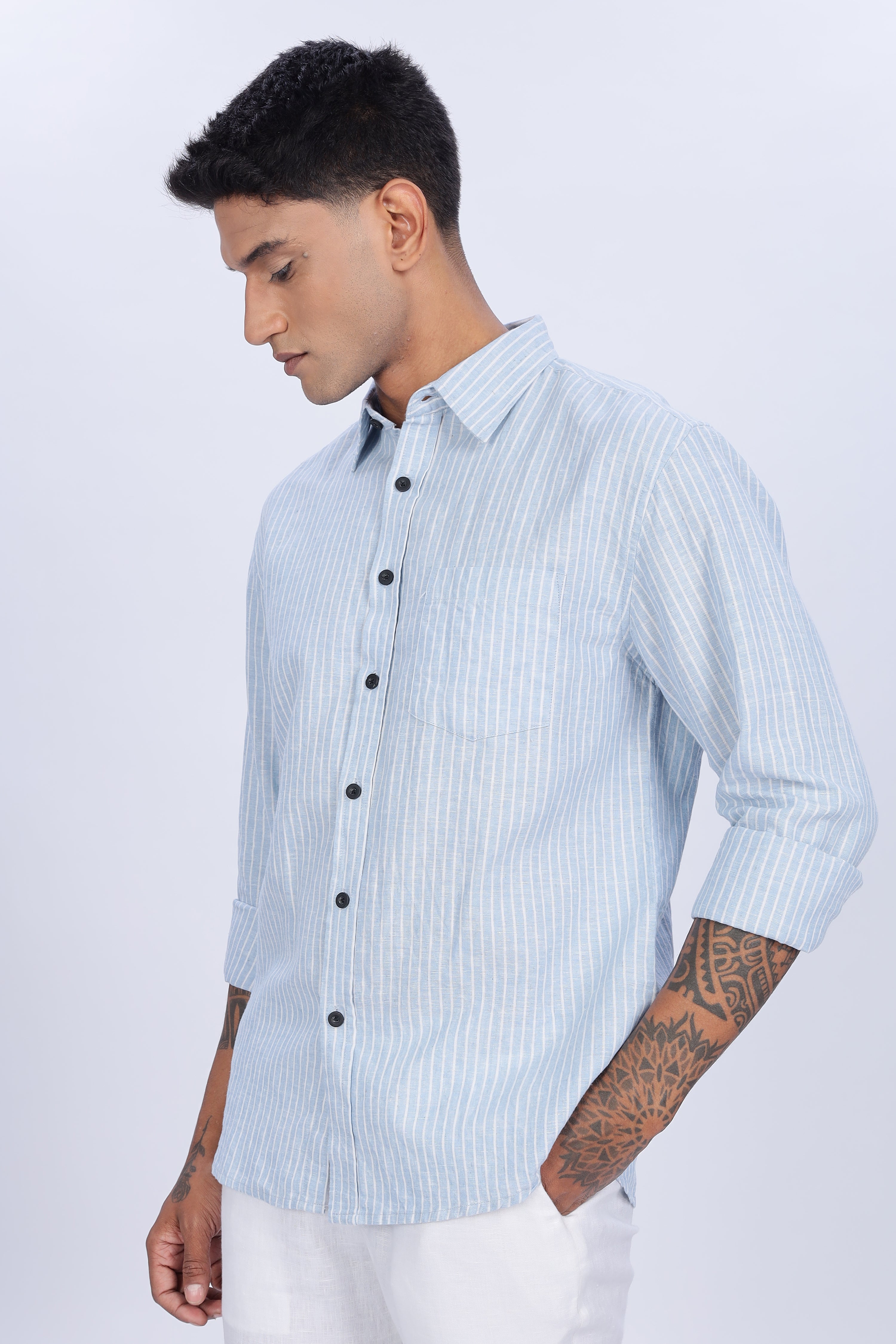 Linen: Blue Stripes Shirt – Eszett