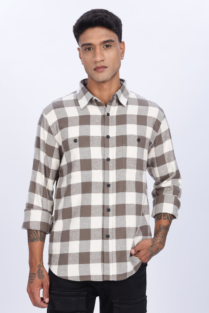 Flannel: Cream Checks Shirt