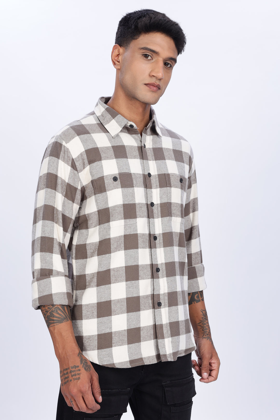 Flannel: Cream Checks Shirt