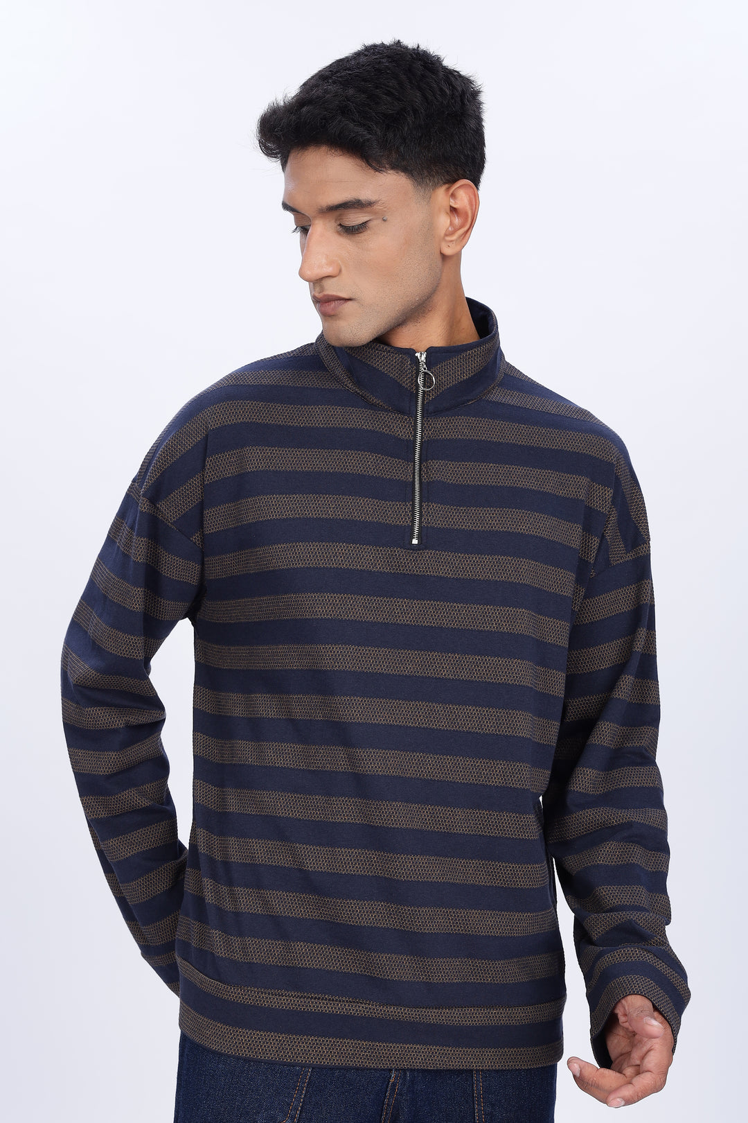 Navy Jaquard Sweatshirt