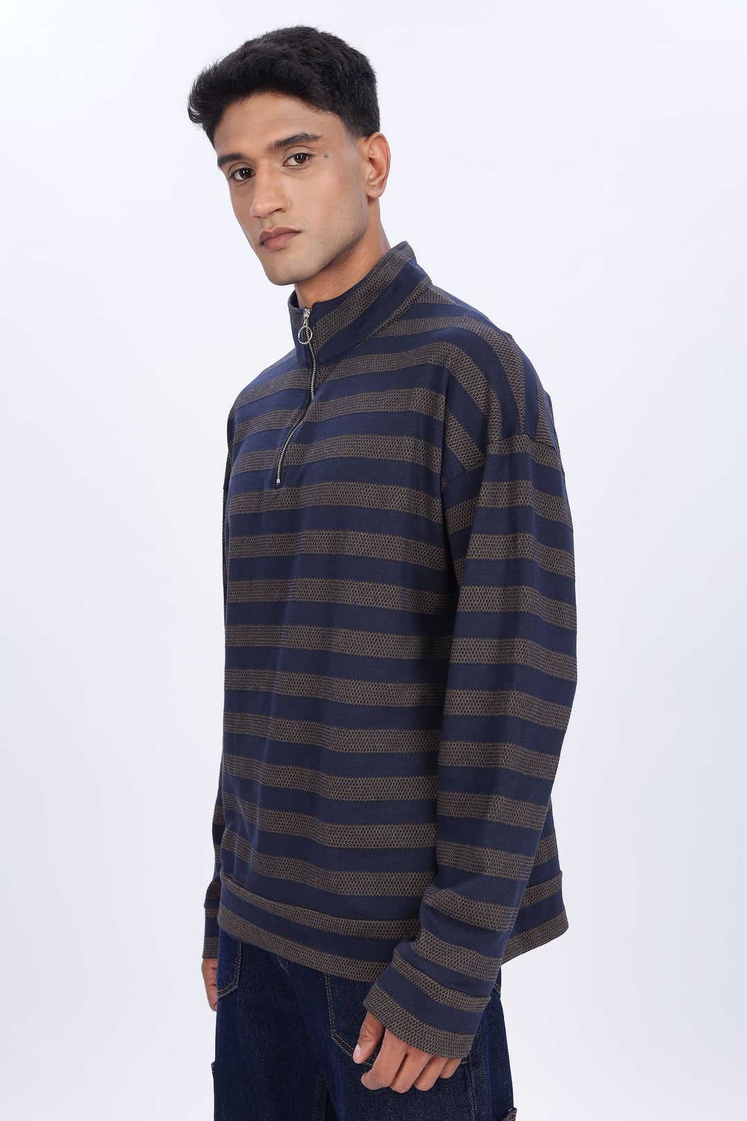 Navy Jaquard Sweatshirt