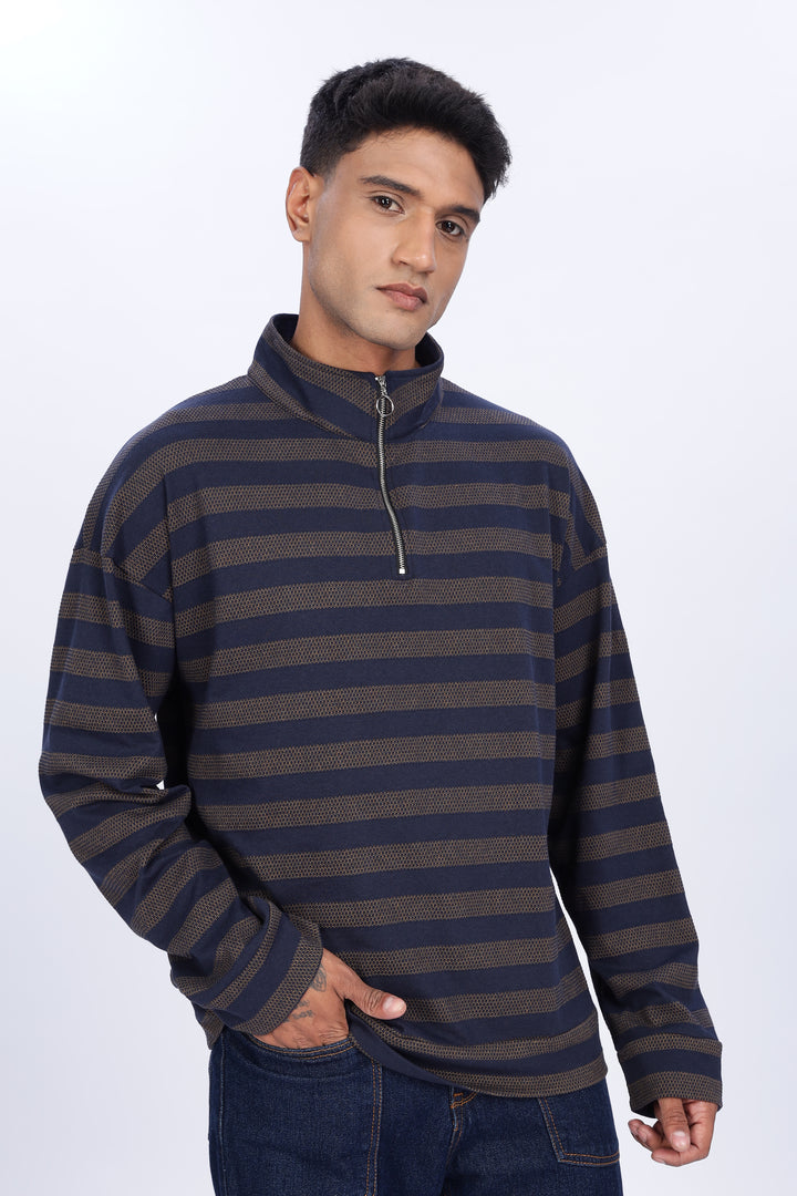 Navy Jaquard Sweatshirt