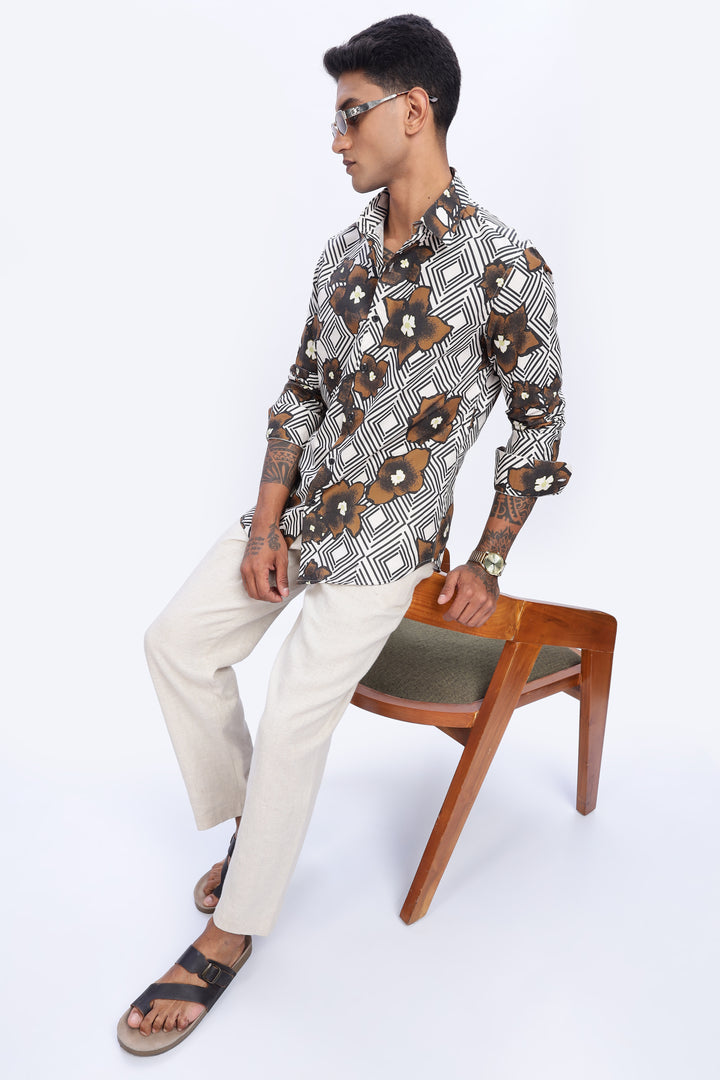 Brown Diamond floral Shirt