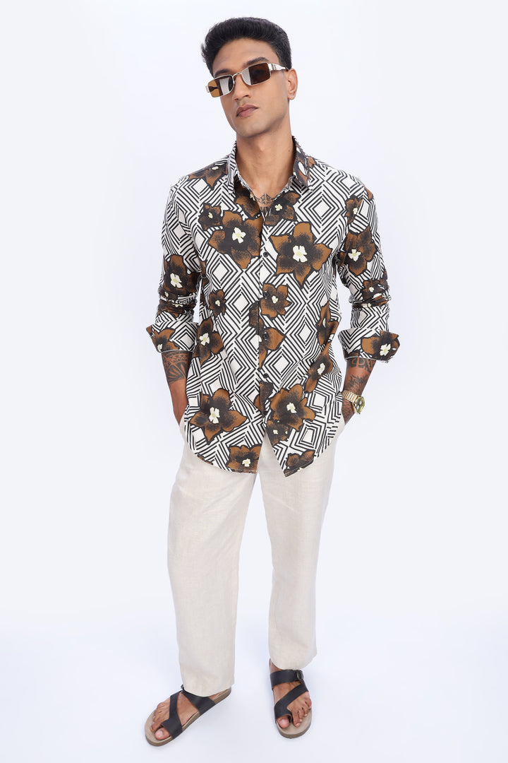 Brown Diamond floral Shirt