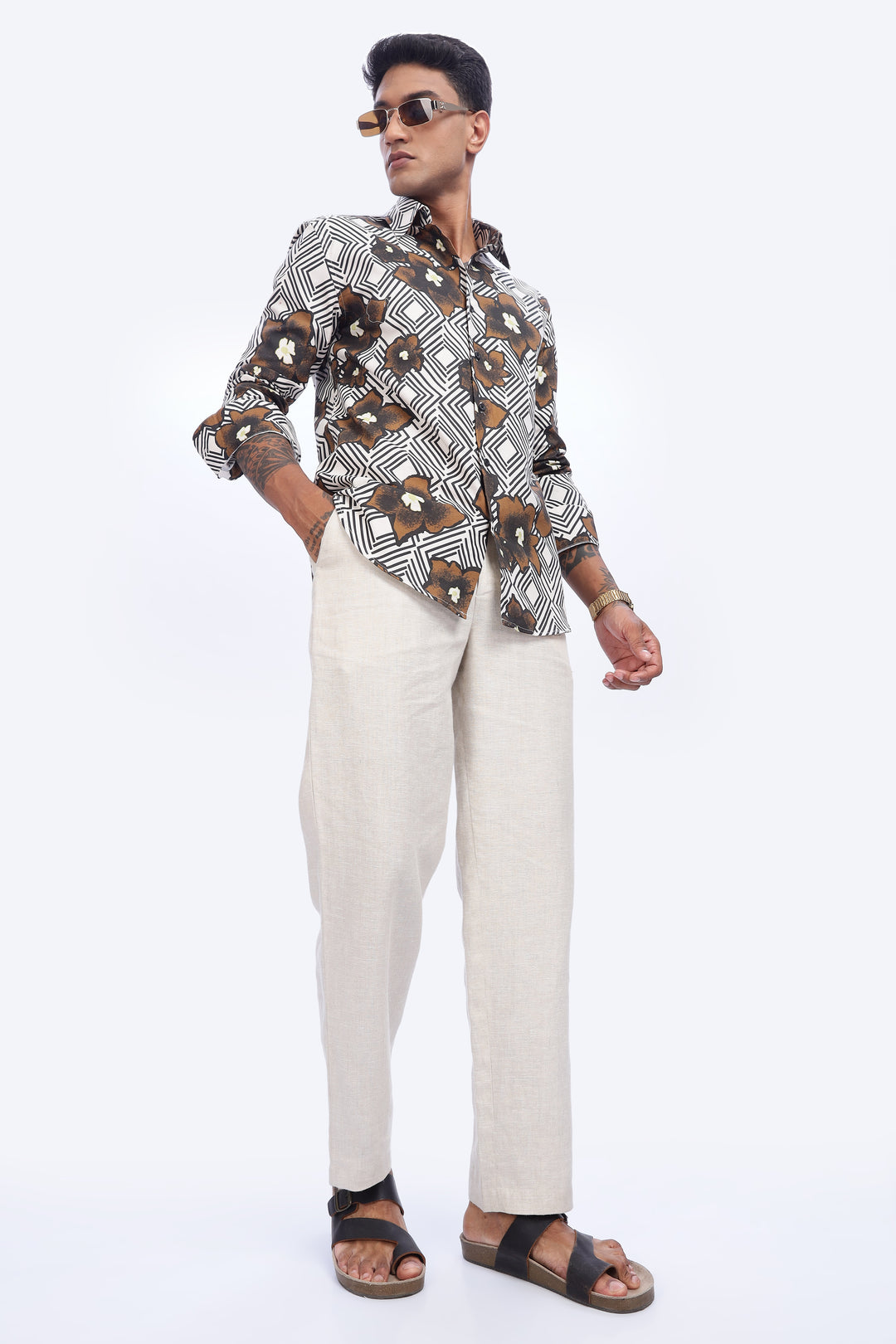 Brown Diamond floral Shirt