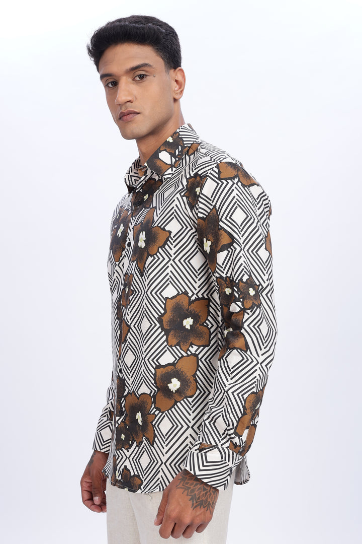 Brown Diamond floral Shirt