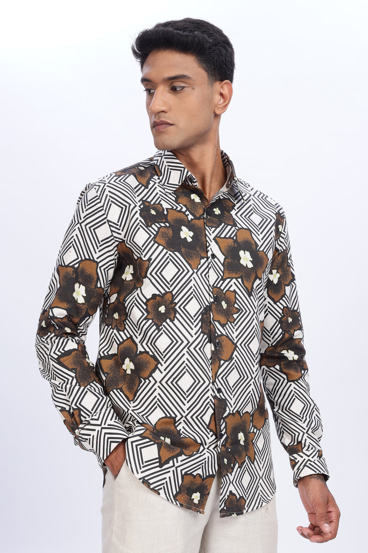 Brown Diamond floral Shirt