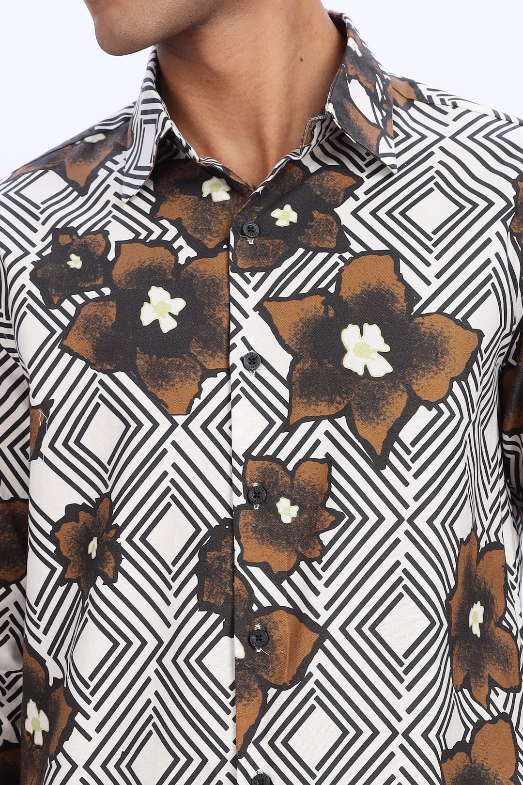 Brown Diamond floral Shirt