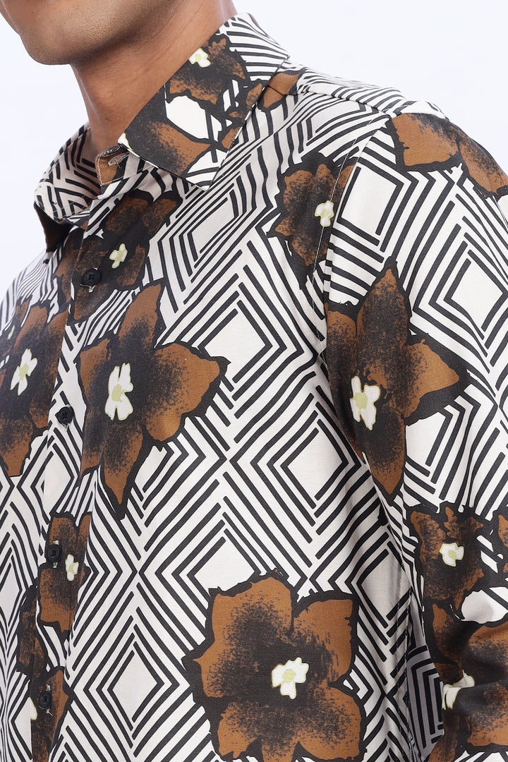 Brown Diamond floral Shirt