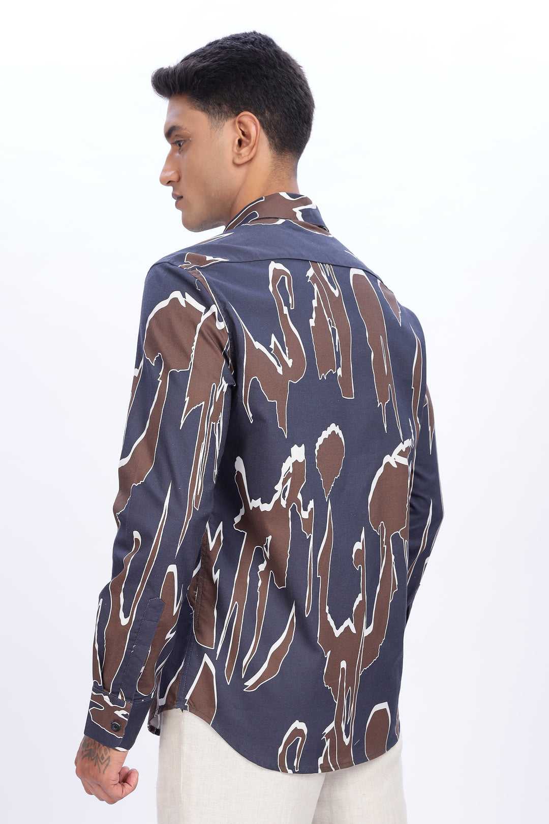 Blue Brown Abstract Shirt