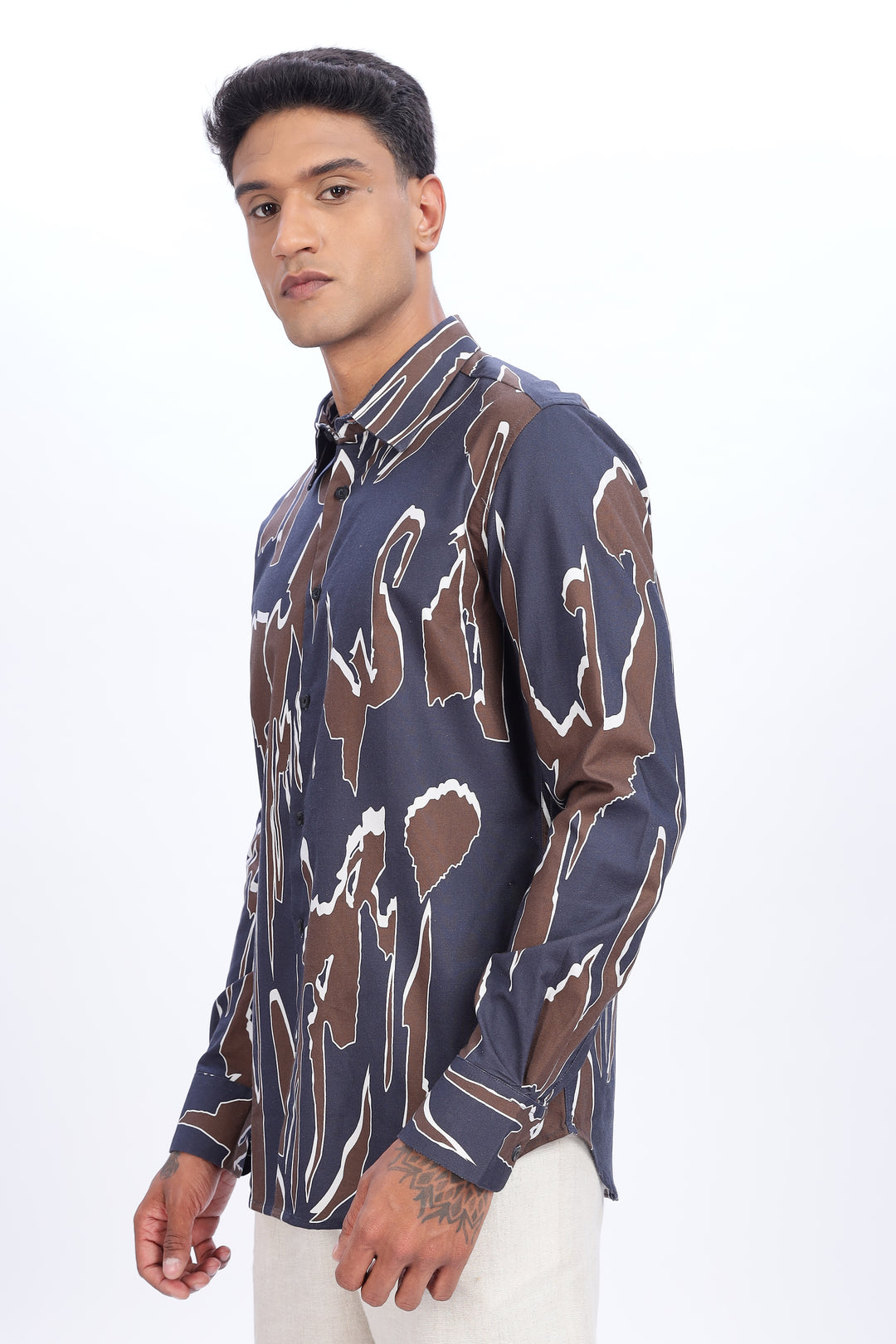 Blue Brown Abstract Shirt