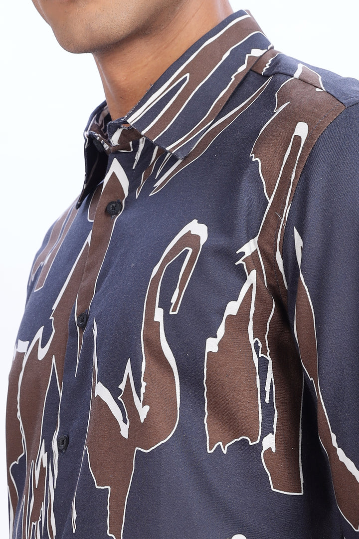 Blue Brown Abstract Shirt