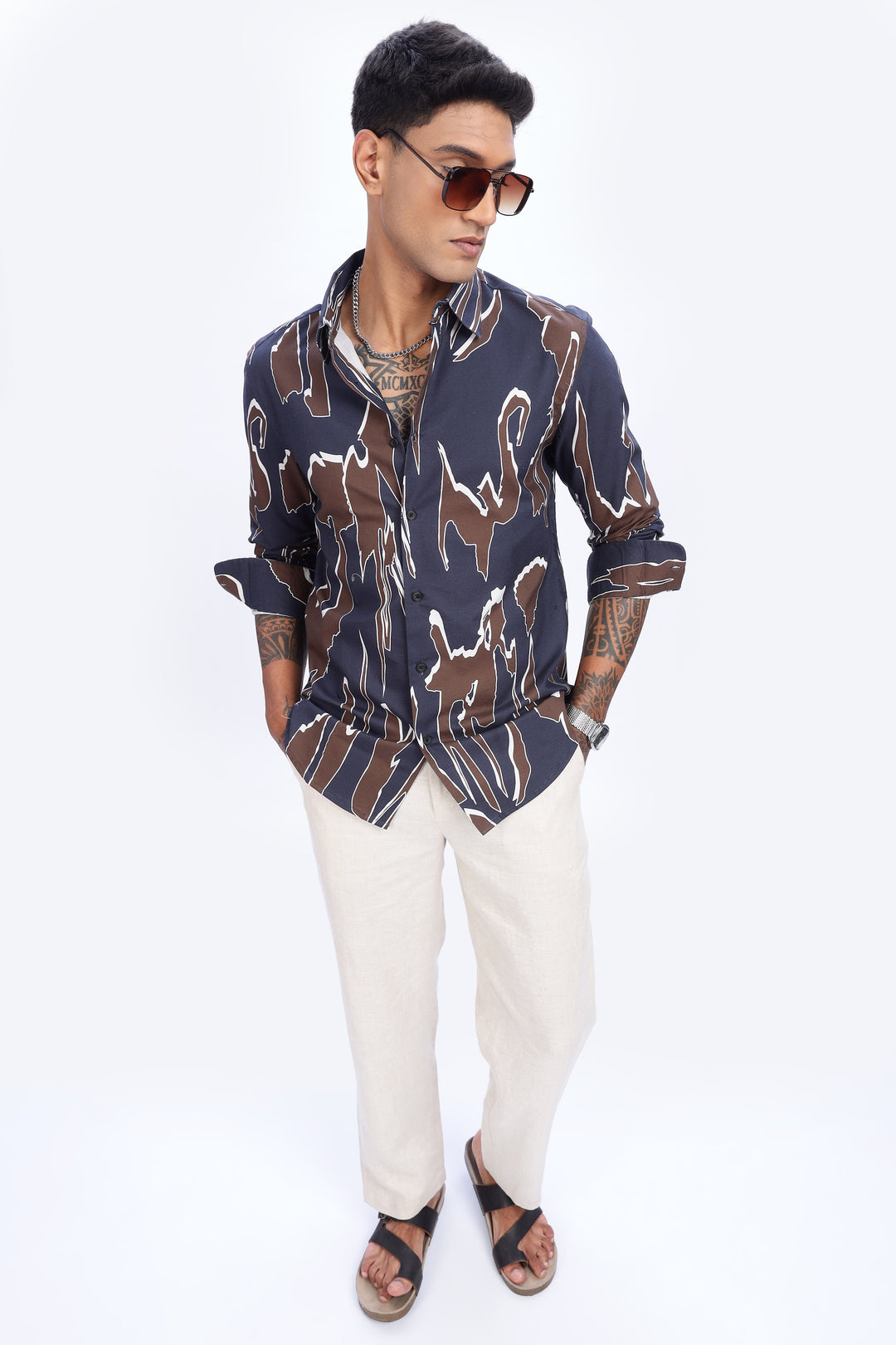 Blue Brown Abstract Shirt