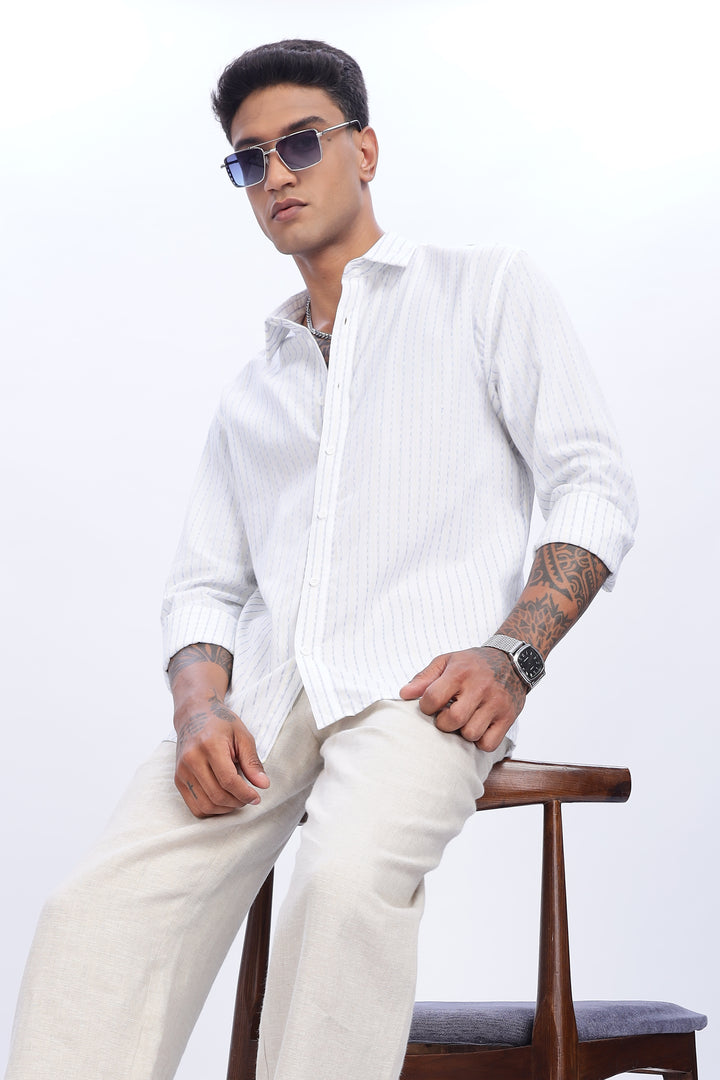 Self Striped White Shirt