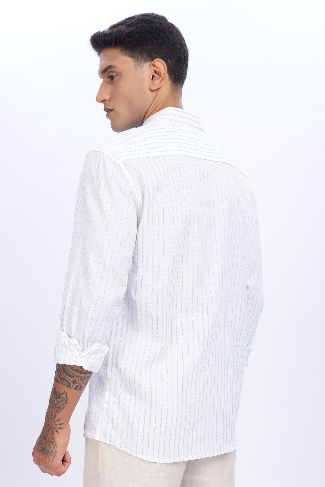 Self Striped White Shirt