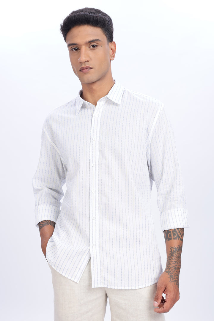 Self Striped White Shirt