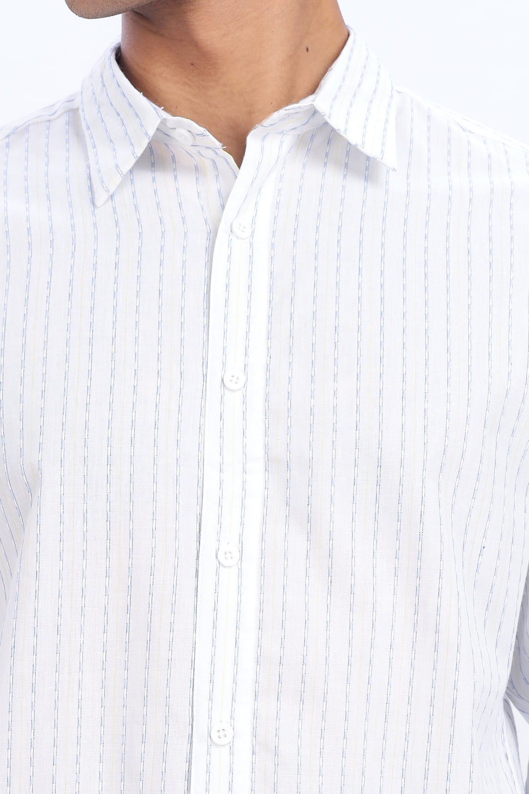 Self Striped White Shirt