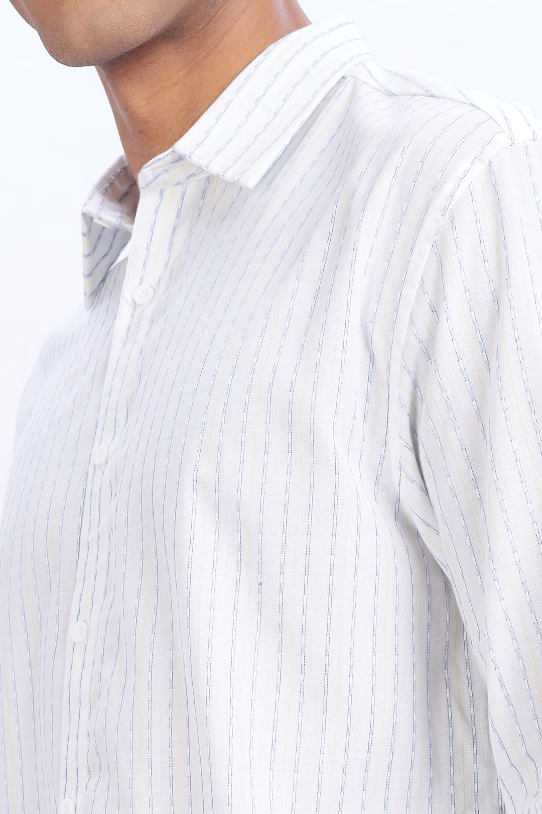 Self Striped White Shirt