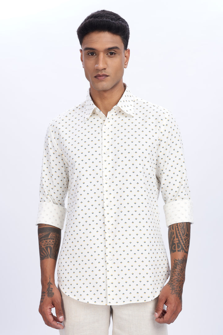 Textured Fabric White Shirt