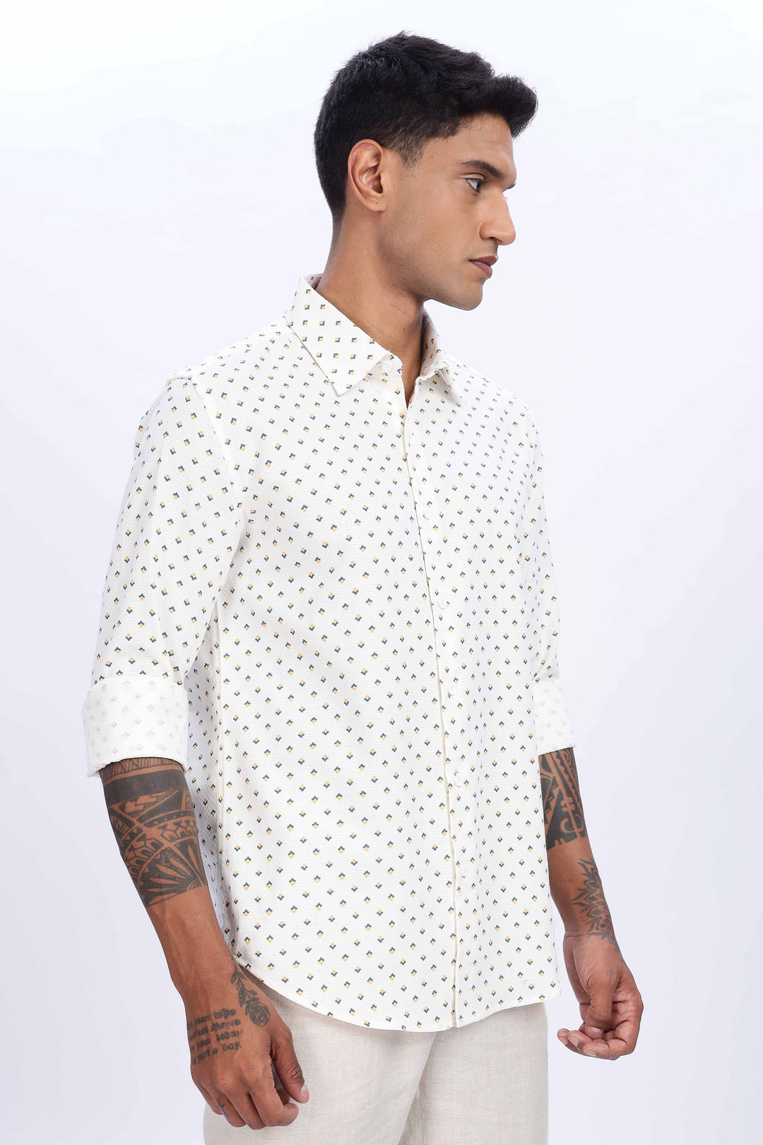 Textured Fabric White Shirt