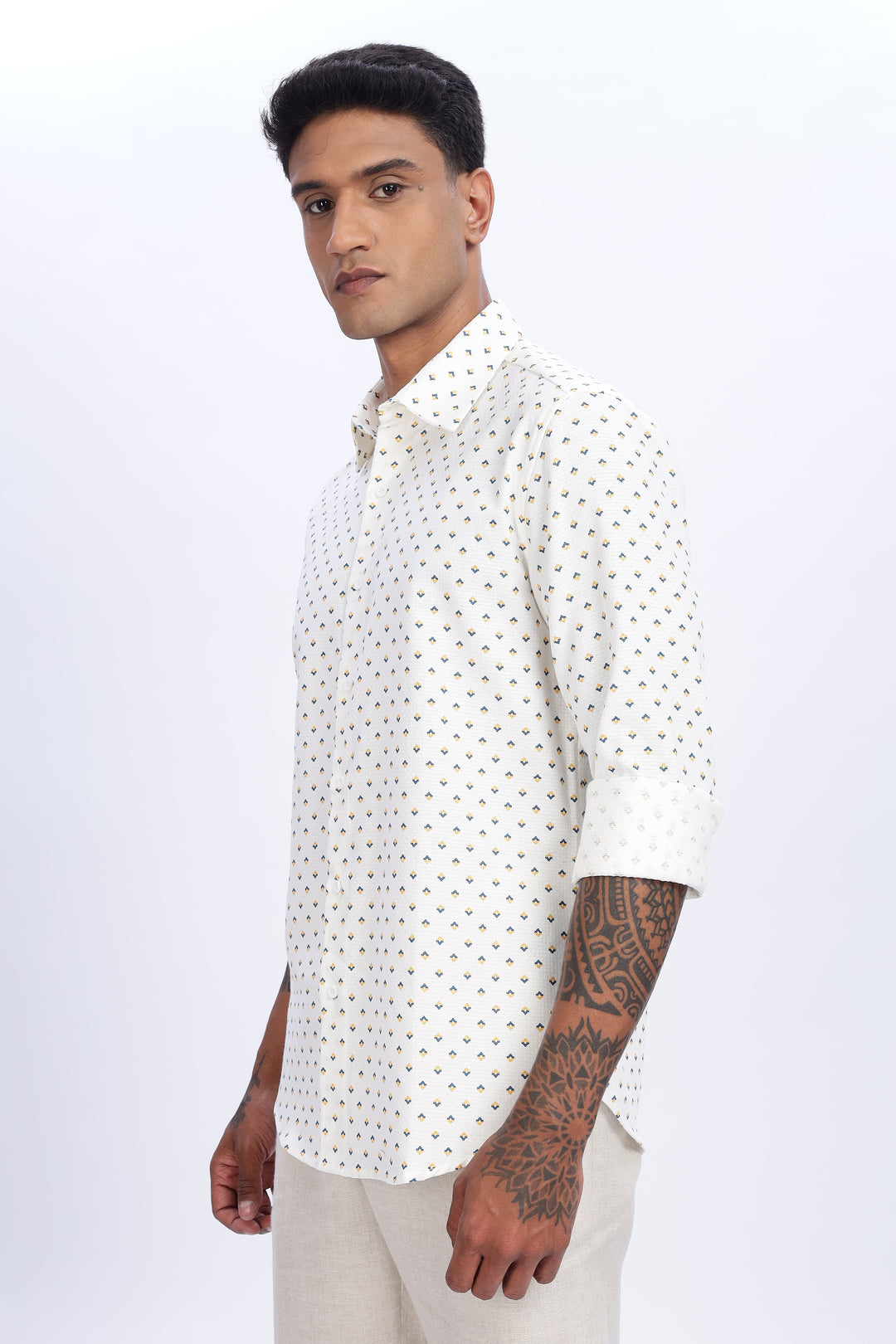 Textured Fabric White Shirt