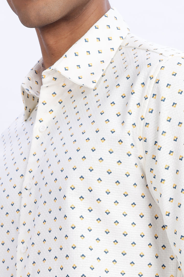 Textured Fabric White Shirt