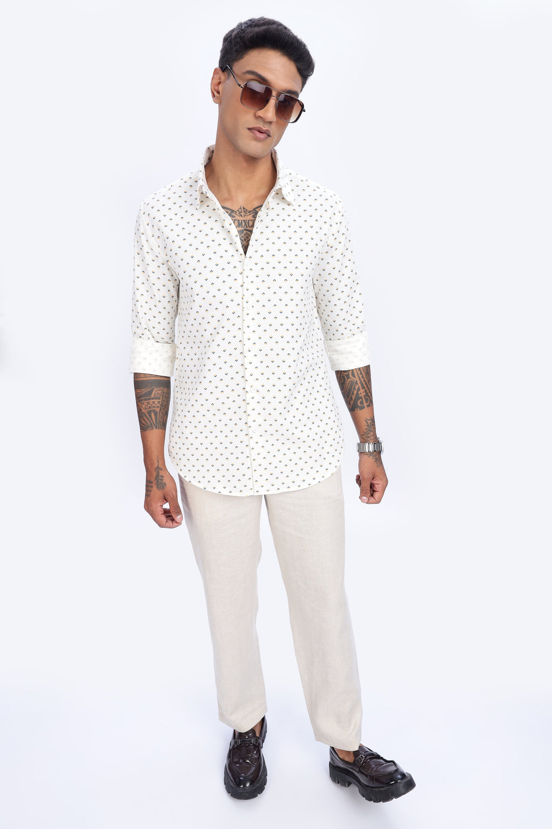 Textured Fabric White Shirt