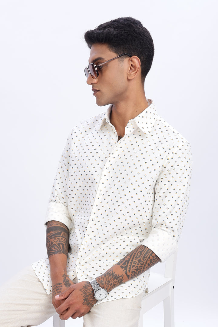 Textured Fabric White Shirt