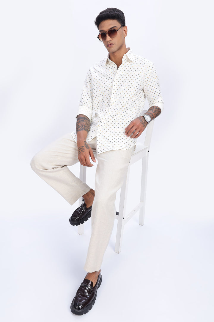 Textured Fabric White Shirt