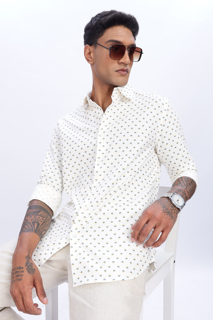 Textured Fabric White Shirt