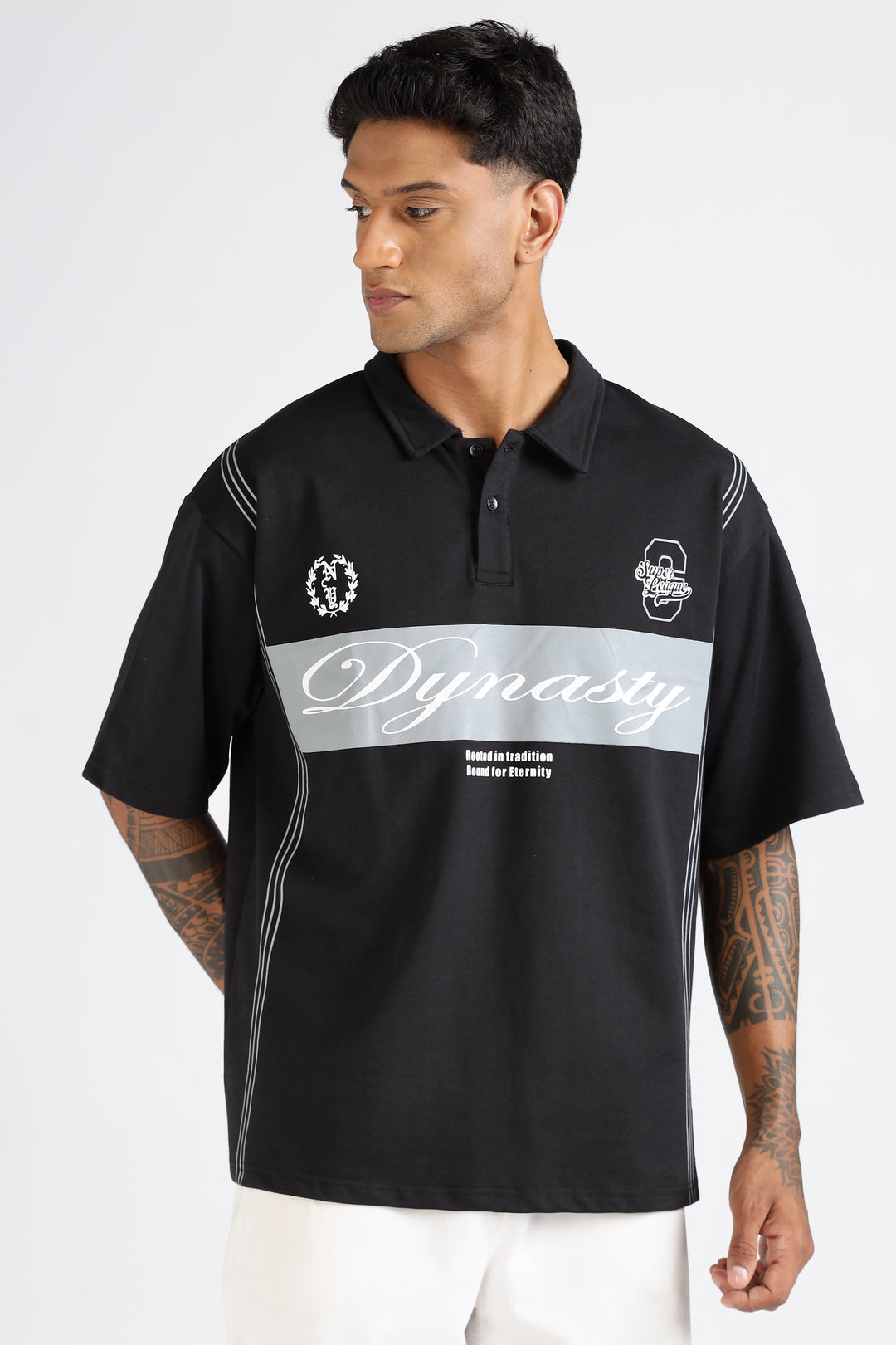 Dynasty: Black Oversized Polo Shirt
