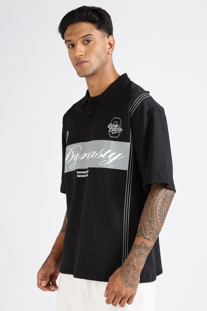 Dynasty: Black Oversized Polo Shirt