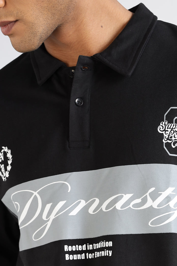 Dynasty: Black Oversized Polo Shirt