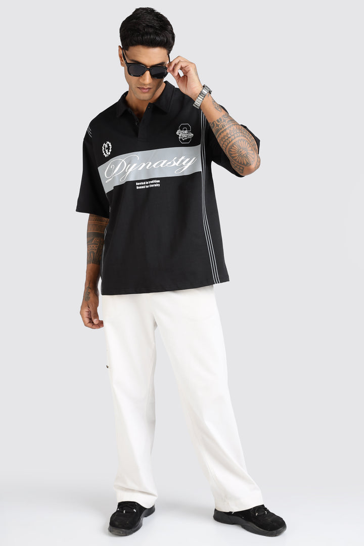 Dynasty: Black Oversized Polo Shirt