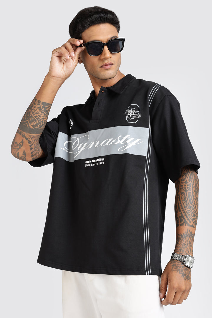 Dynasty: Black Oversized Polo Shirt