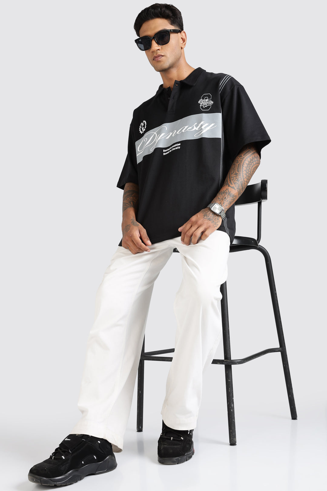 Dynasty: Black Oversized Polo Shirt