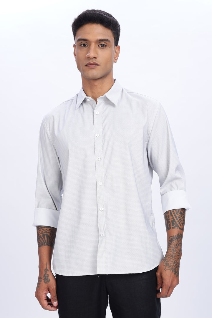 Printed Slim Fit White Shirt