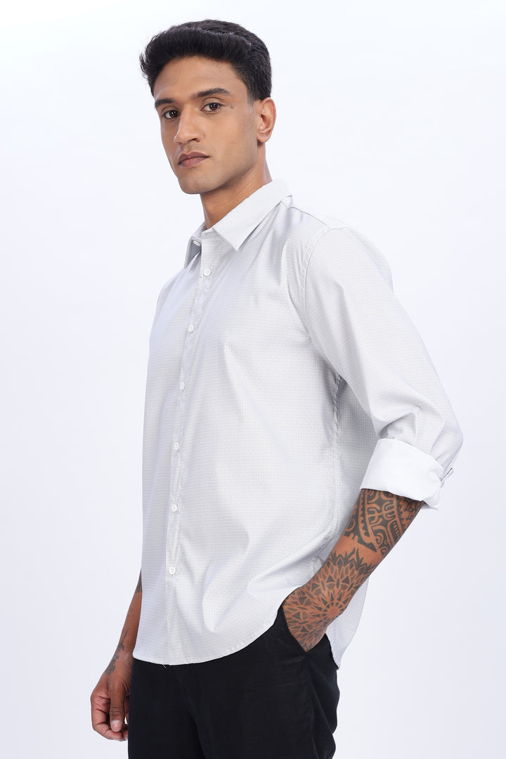 Printed Slim Fit White Shirt